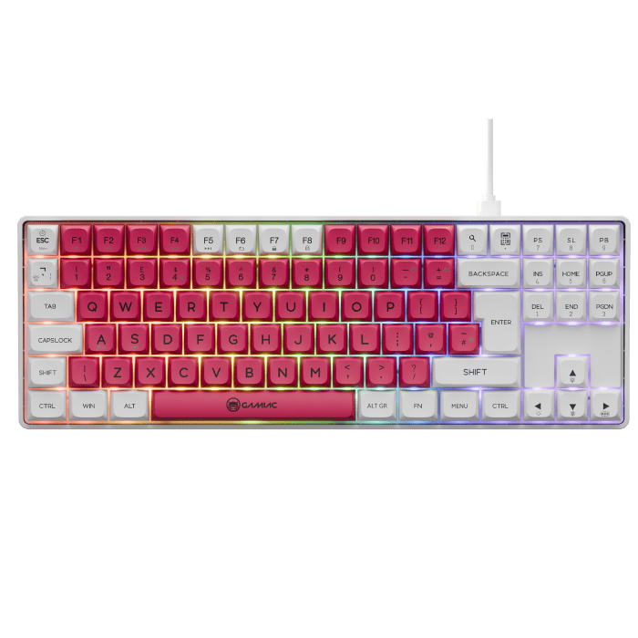 Gamiac TKL90G - Hvid/Rød - TKL Tastatur - Rød Switch