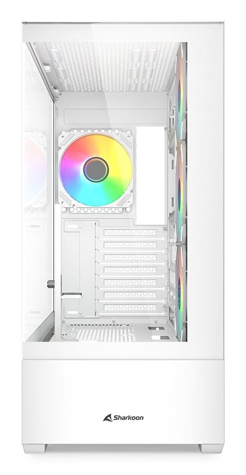 Sharkoon AK6 RGB White Panoramic Dual Tempered Glass 4x 120mm ARGB PWM Fans USB-C BTF ATX Gaming PC Case Sharkoon