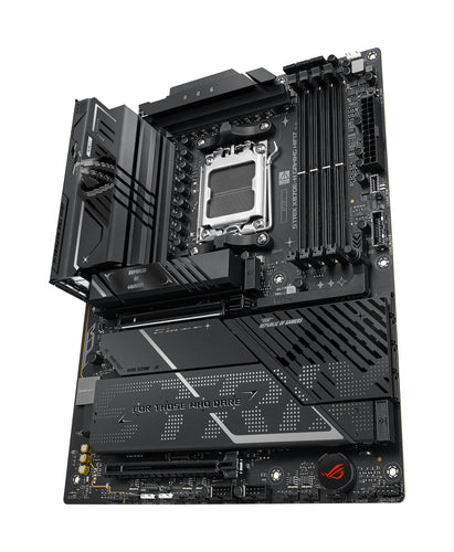 ASUS ROG STRIX X870E-H GAMING WIFI7 – ATX AM5 bundkort – skråt ovenfra