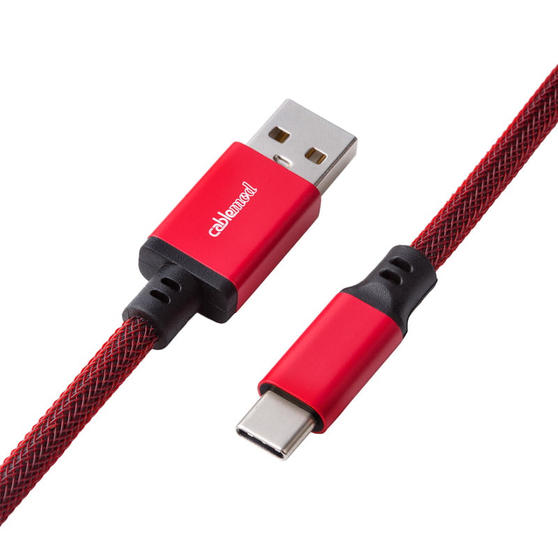 CableMod Classic Coiled Keyboard Kabel USB A Till USB Typ C, Republic Red - 150cm