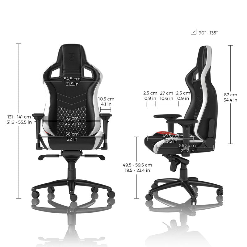 Noblechairs EPIC Äkta Läder Svart/Vit/Röd