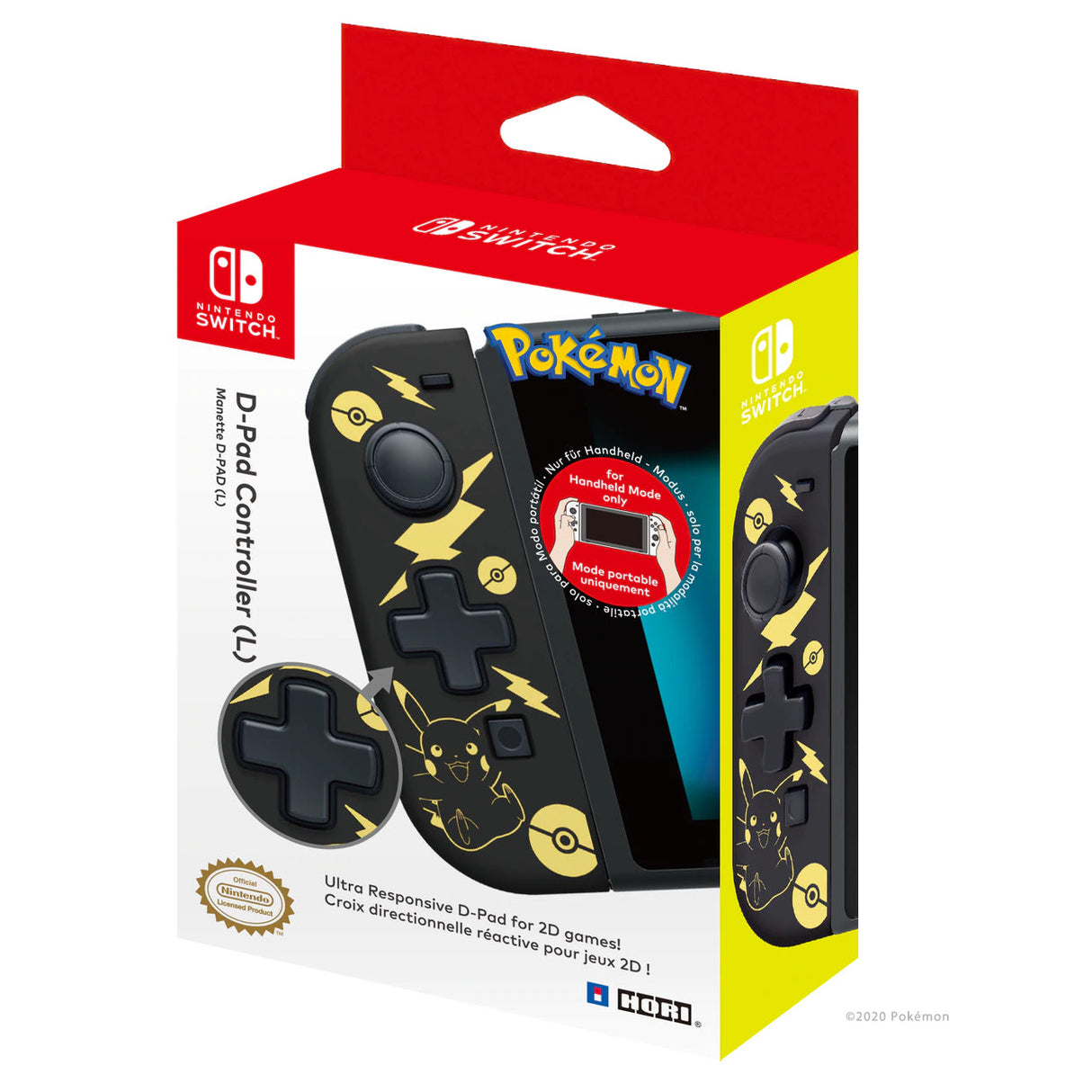 Hori D-PAD Controller - Vänster - (PIKACHU BLACK & GOLD) - Nintendo Switch