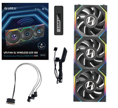 Lian Li UNI FAN SL Trådlös LCD, 3-pack, Svart - 120mm