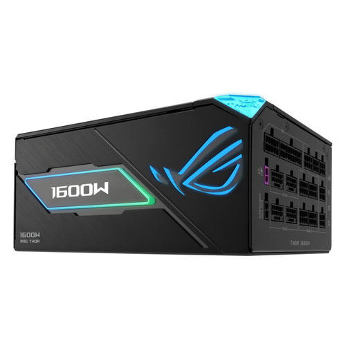 ASUS ROG Thor 1600T3 Gaming EVO – 1600 W Titanium PSU – Watt-display og modulære stik