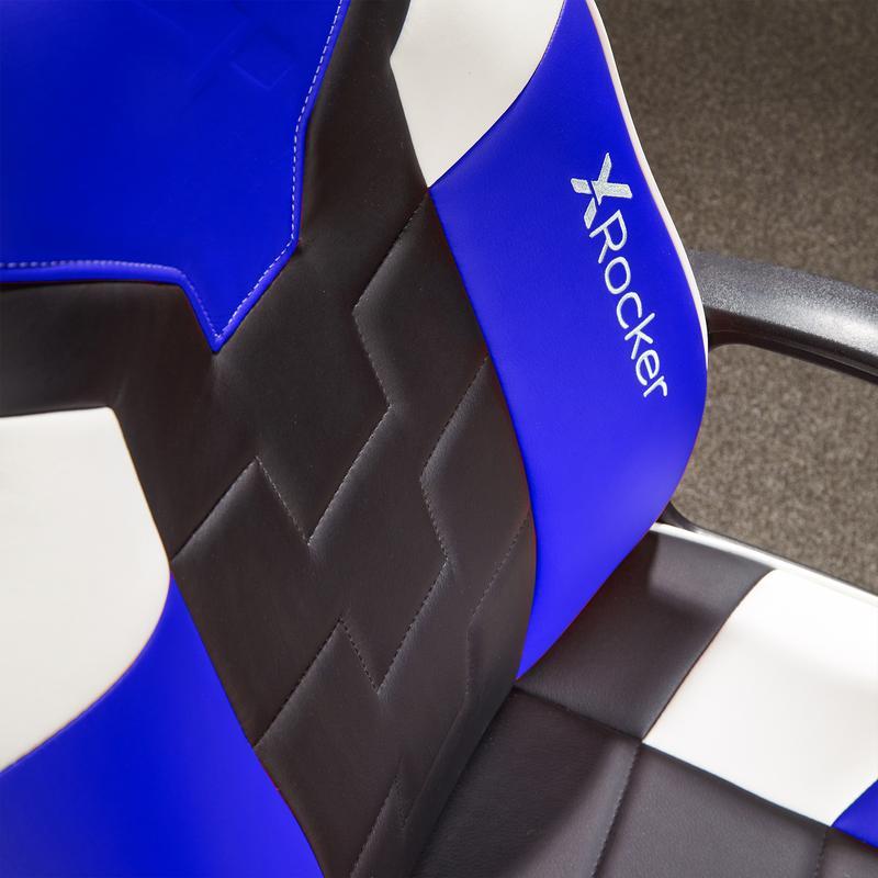 X-Rocker - Saturn Mid-Back Wheeled Esport Gaming Chair for Juniors and Teens - Black/Blue Geekd