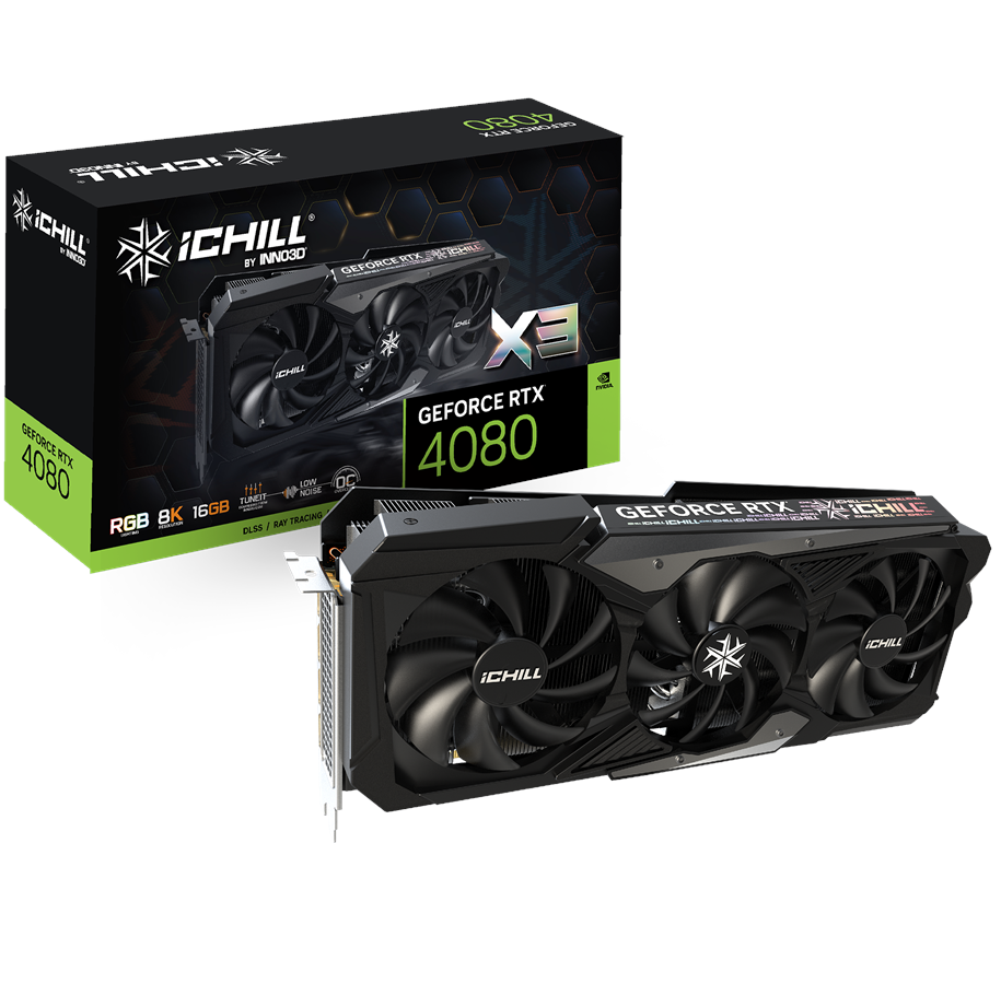 Inno3D GeForce RTX 4080 iCHILL X3 - 16GB GDDR6X RAM - Grafikkort