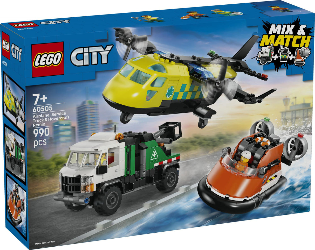 LEGO - LEGO City - Airplane, Service Truck & Hovercraft Remix (60505) LEGO