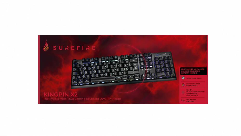 SUREFIRE - KingPin X2 Metal Gaming RGB-tangentbord QWERTY Nordic