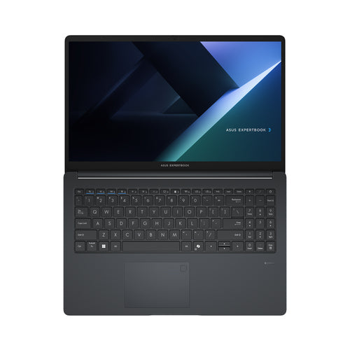 ASUS ExpertBook BM1 BM1503CDA-S71655 – tastatur og arbejdsflade set ovenfra (vinkel 3); layout på billedet er illustrativt
