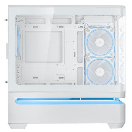 ASUS PRIME AP202 TG ARGB – kabinet set fra siden med eksempelkomponenter