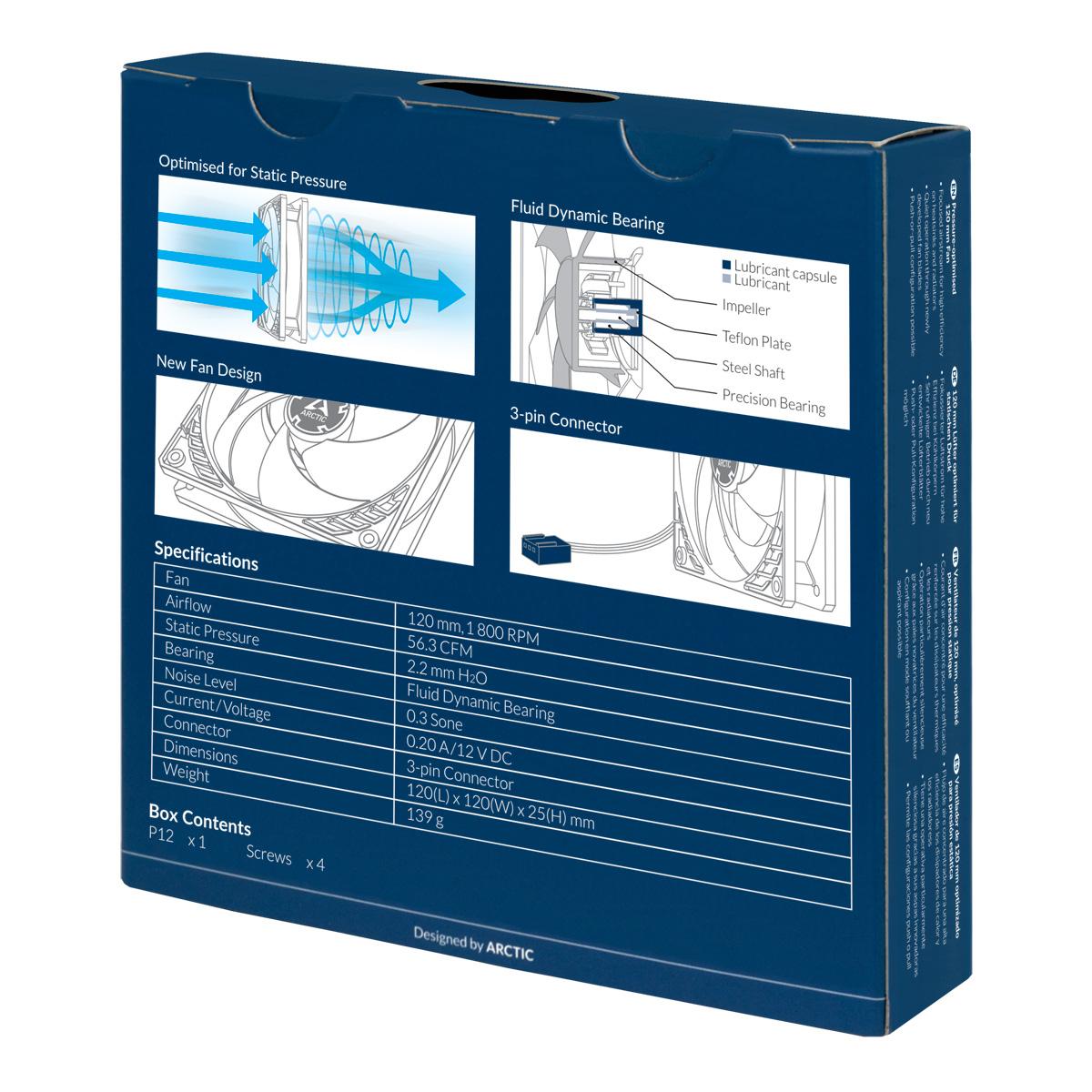 ARCTIC P12 Fläkt 1-pack Svart 120 Mm