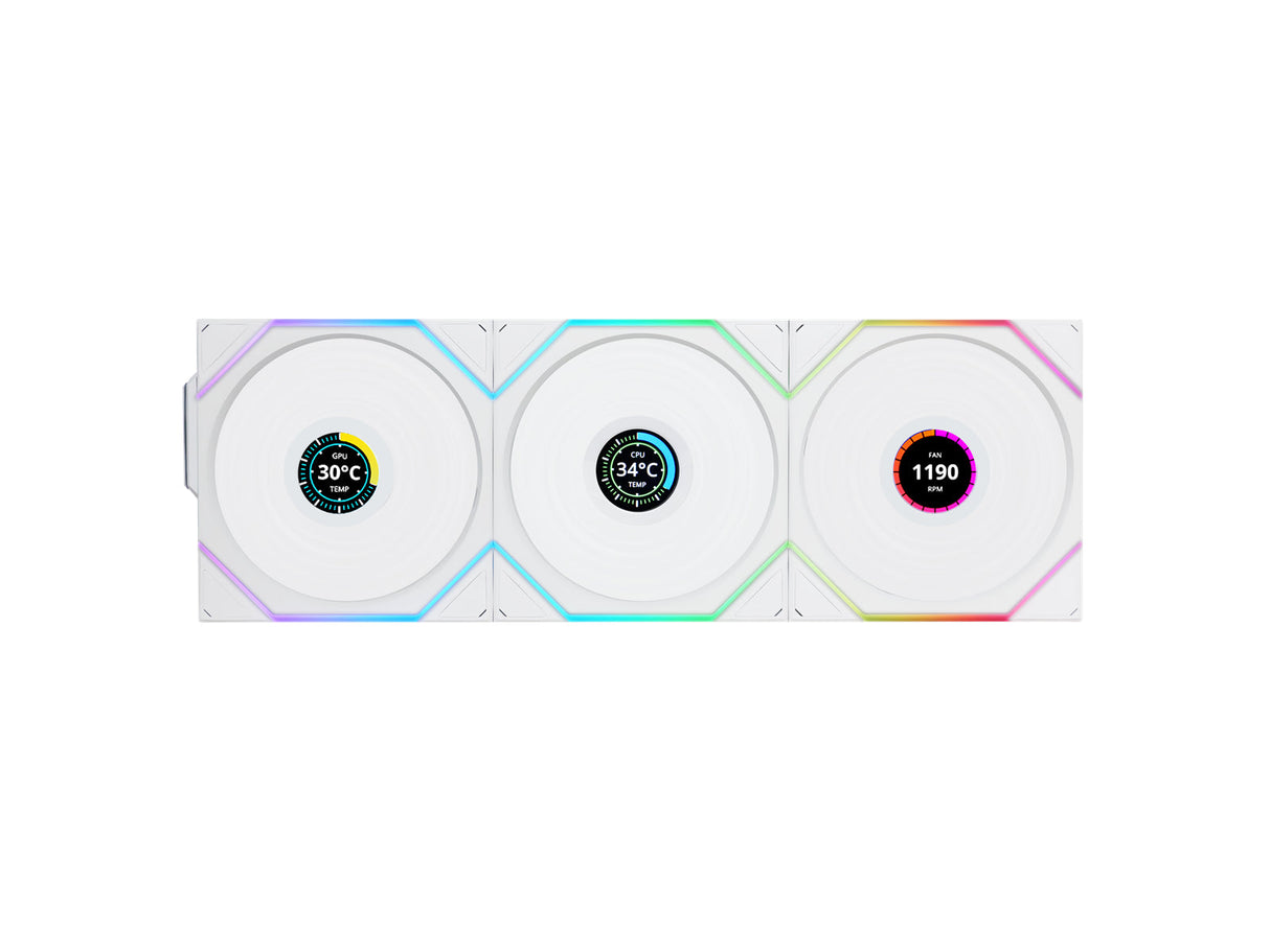 Lian Li UNI FAN TL Trådlös LCD, 3-pack, Vit - 120