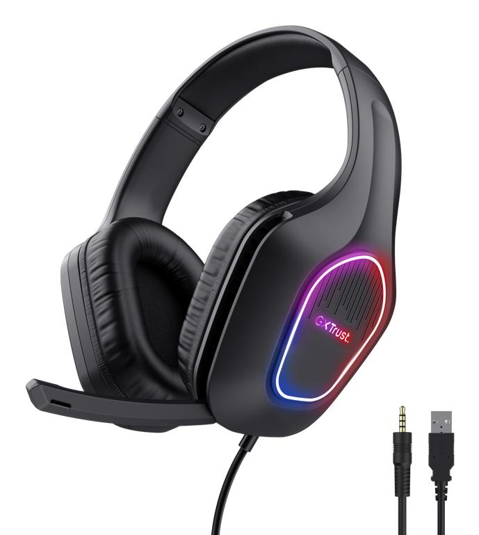 TRUST GXT416 ZIROX LED HEADSET - SVART