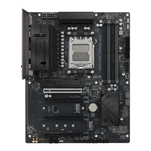 ASUS B850 MAX Gaming WiFi – bundkort set ovenfra
