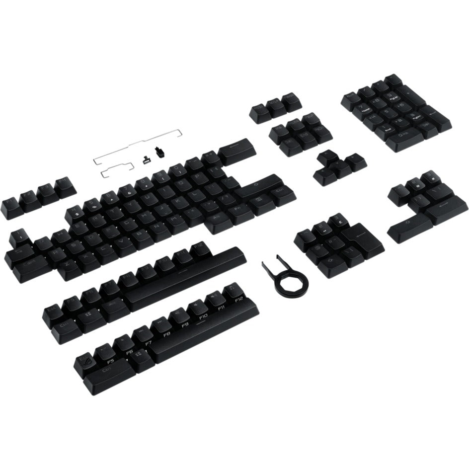 ASUS ROG PBT Keycap Set – sorte keycaps lagt ud efter tastaturformat