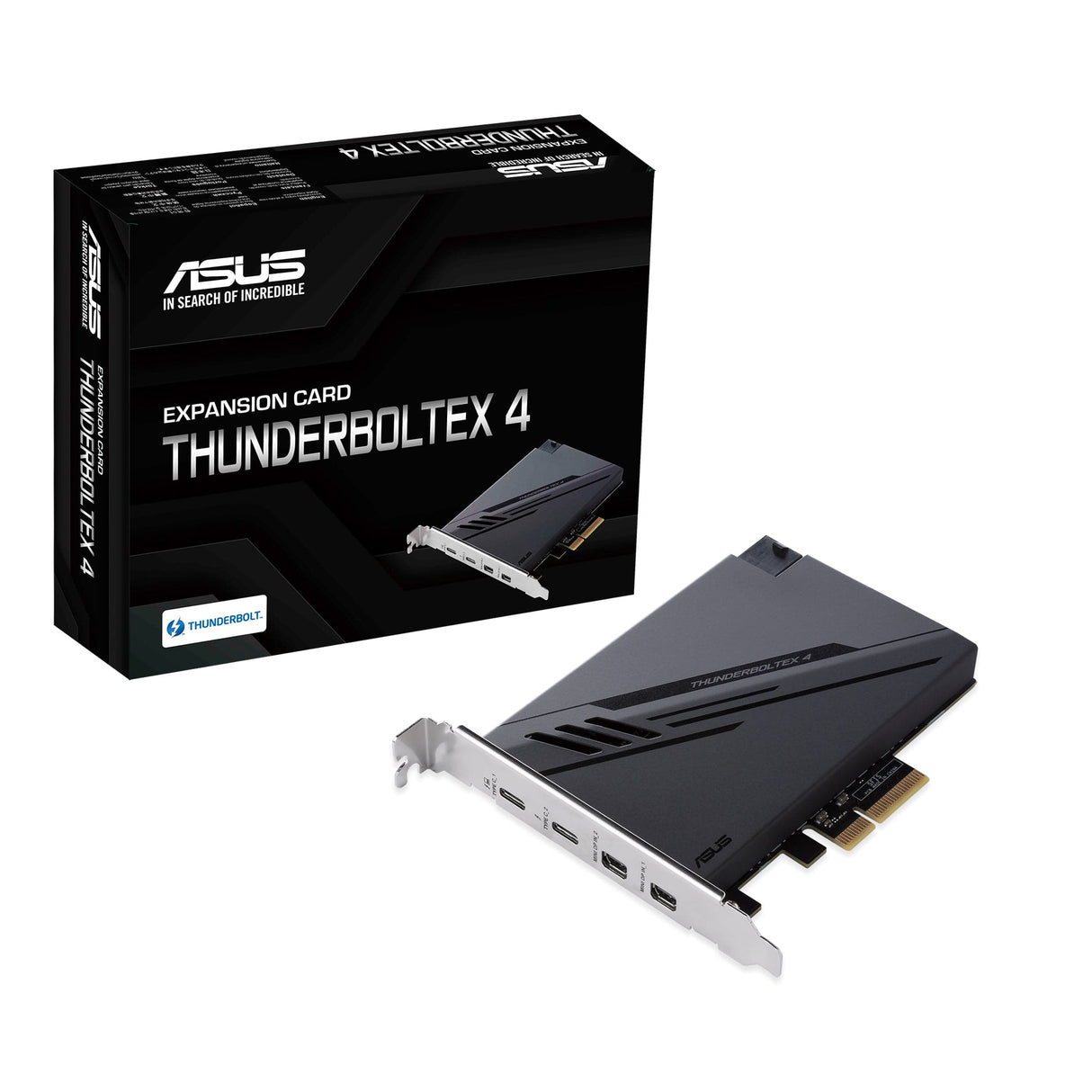 ASUS ThunderboltEX 4 PCIe-expansionskort - 2 X Thunderbolt 4 (USB-C, 40 Gbps, 100W QC), 2 X MiniDP