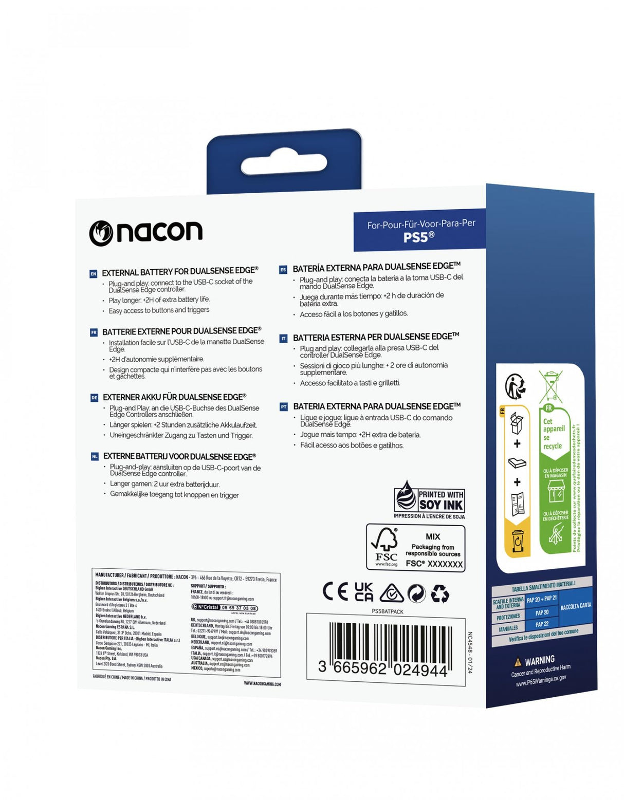 Nacon Batteripaket Svart PS5