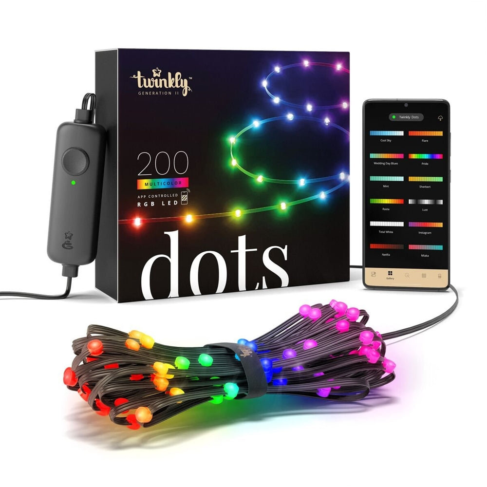 Twinkly Dots 200L RGB LED-remsa Med Svart Kabel 10 Meter