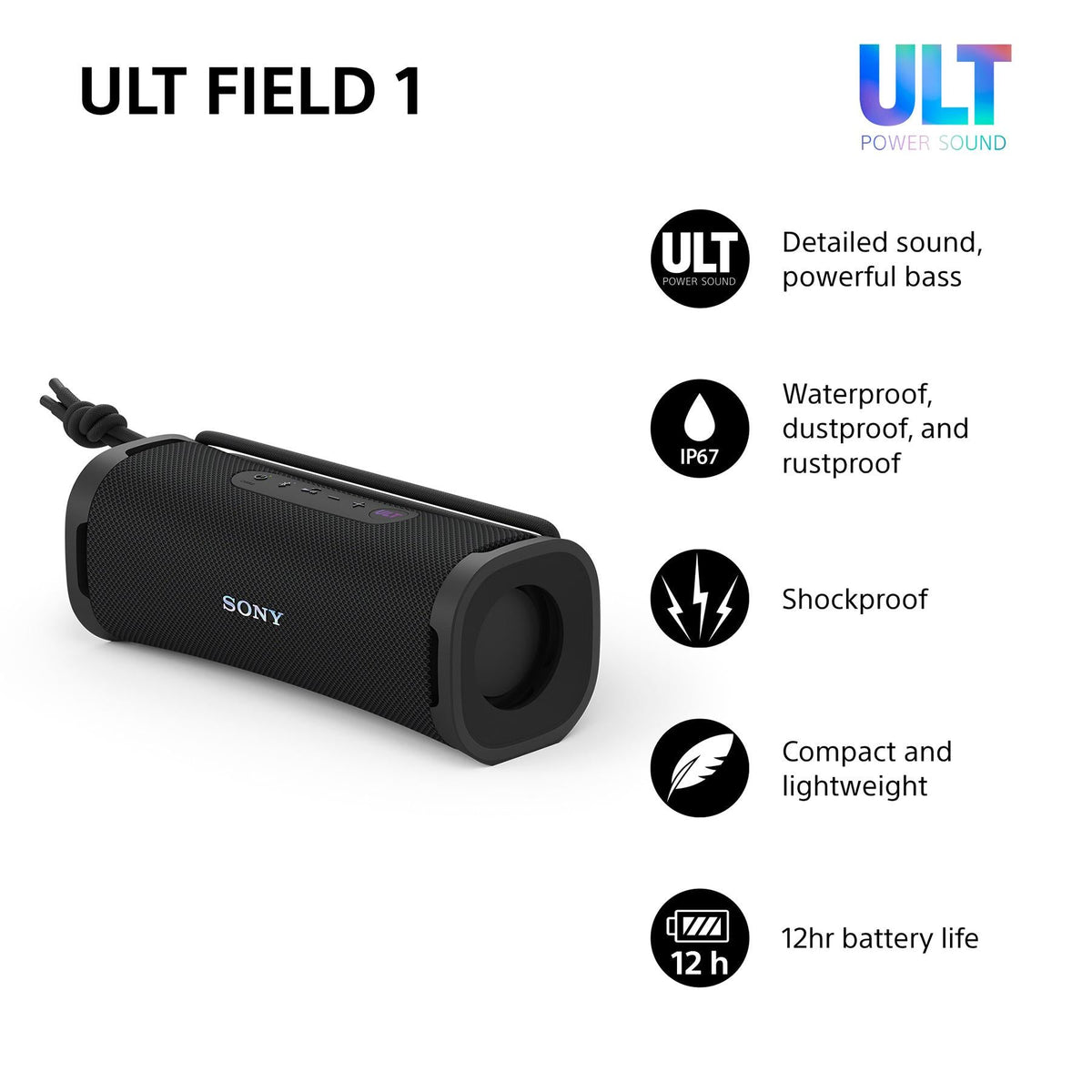 Sony Ult Field 1 – bærbar Bluetooth-højttaler – sort – produktdetalje 3