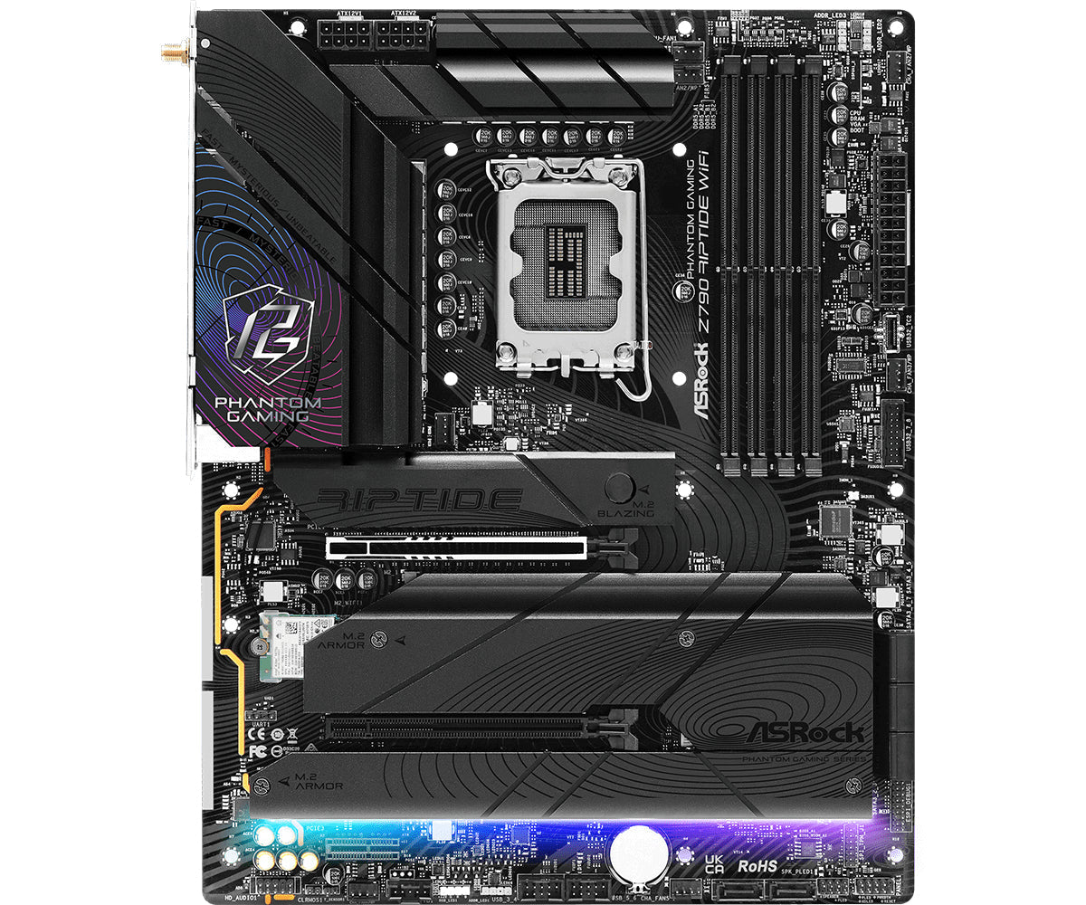 ASRock Z790 RIPTIDE WIFI Moderkort - Intel Z790 - Intel LGA1700-sockel - DDR5 RAM - ATX - Detaljhandel