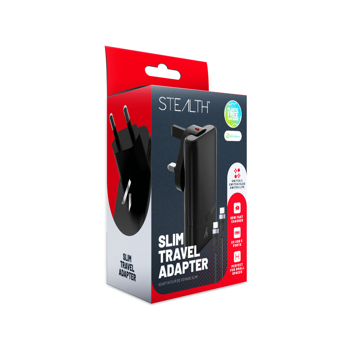 Stealth - Slim Travel Adapter - Switch, OLED, Lite, Switch 2 – produktbillede