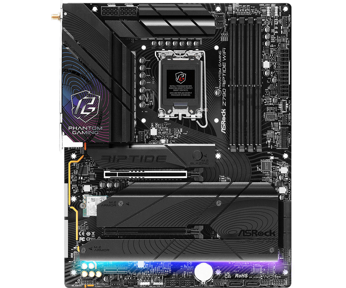 ASRock Z790 RIPTIDE WIFI Moderkort - Intel Z790 - Intel LGA1700-sockel - DDR5 RAM - ATX - Detaljhandel