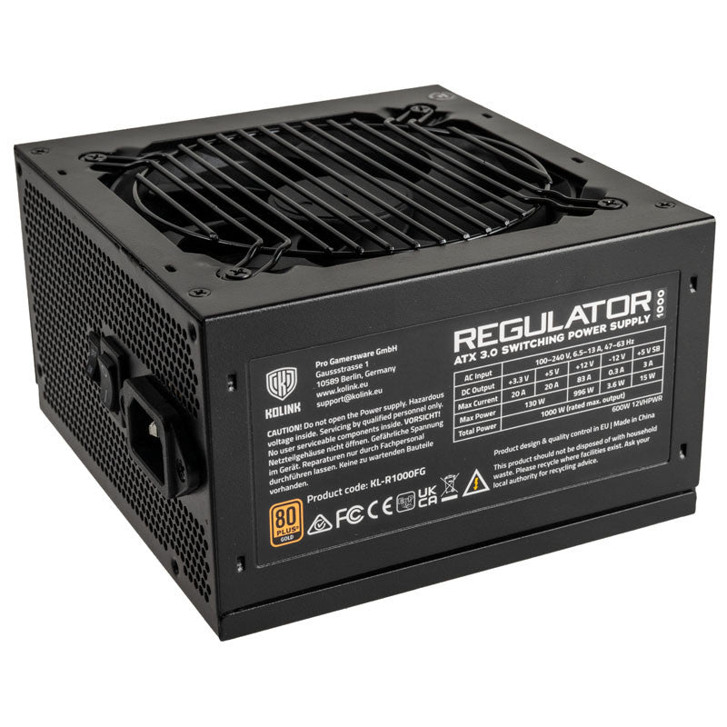 Kolink KL-R1000FG PSU. Gen 5. Guld - 1000W, ATX 3.0, 600W 12VHPWR