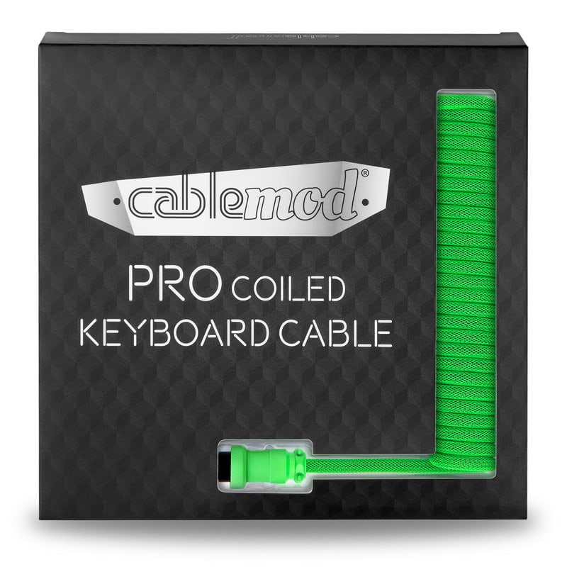 CableMod Pro Coiled Keyboard Kabel USB A Till USB Typ C, Viper Green - 150cm