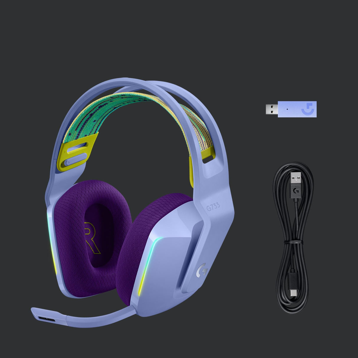 Logitech G G733 LIGHTSPEED Trådlöst RGB Gaming Headset Trådlöst Headset Lila