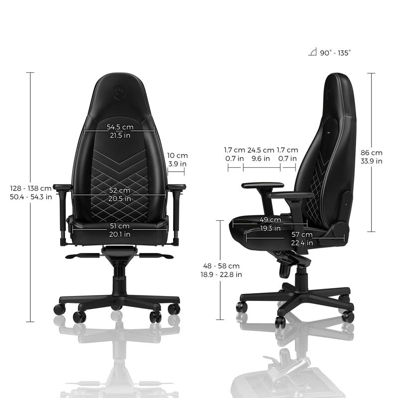 noblechairs ICON Svart/Platinavit