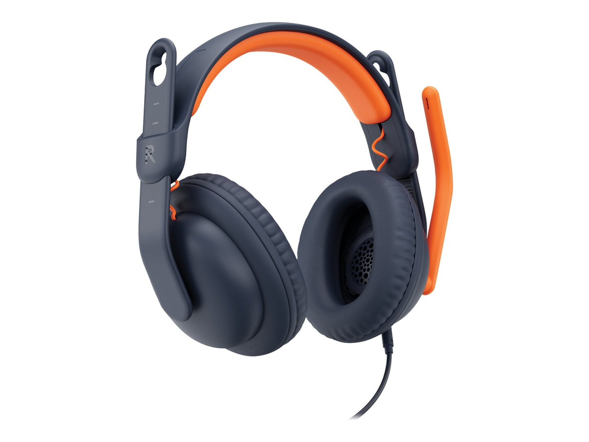 Logitech Zone Learn Wired Over-Ear-headset För Elever, USB-C-kabelhörlurar Svart Orange