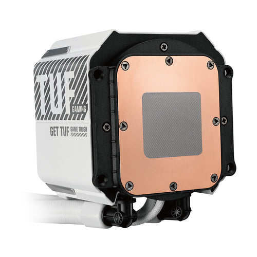 ASUS TUF Gaming LC III 360 ARGB LCD – kobberkontaktplade på pumpens underside