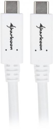 Hvidt Sharkoon USB-C til USB-C-kabel med to hanstik