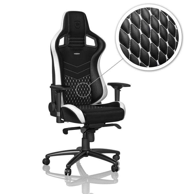 Noblechairs EPIC Äkta Läder Svart/Vit/Röd