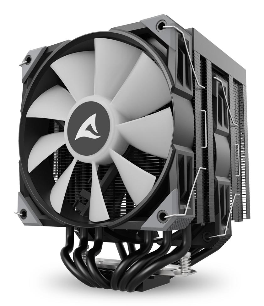 Sharkoon A60 RGB CPU-køler – sort, dual-tower, 159 mm