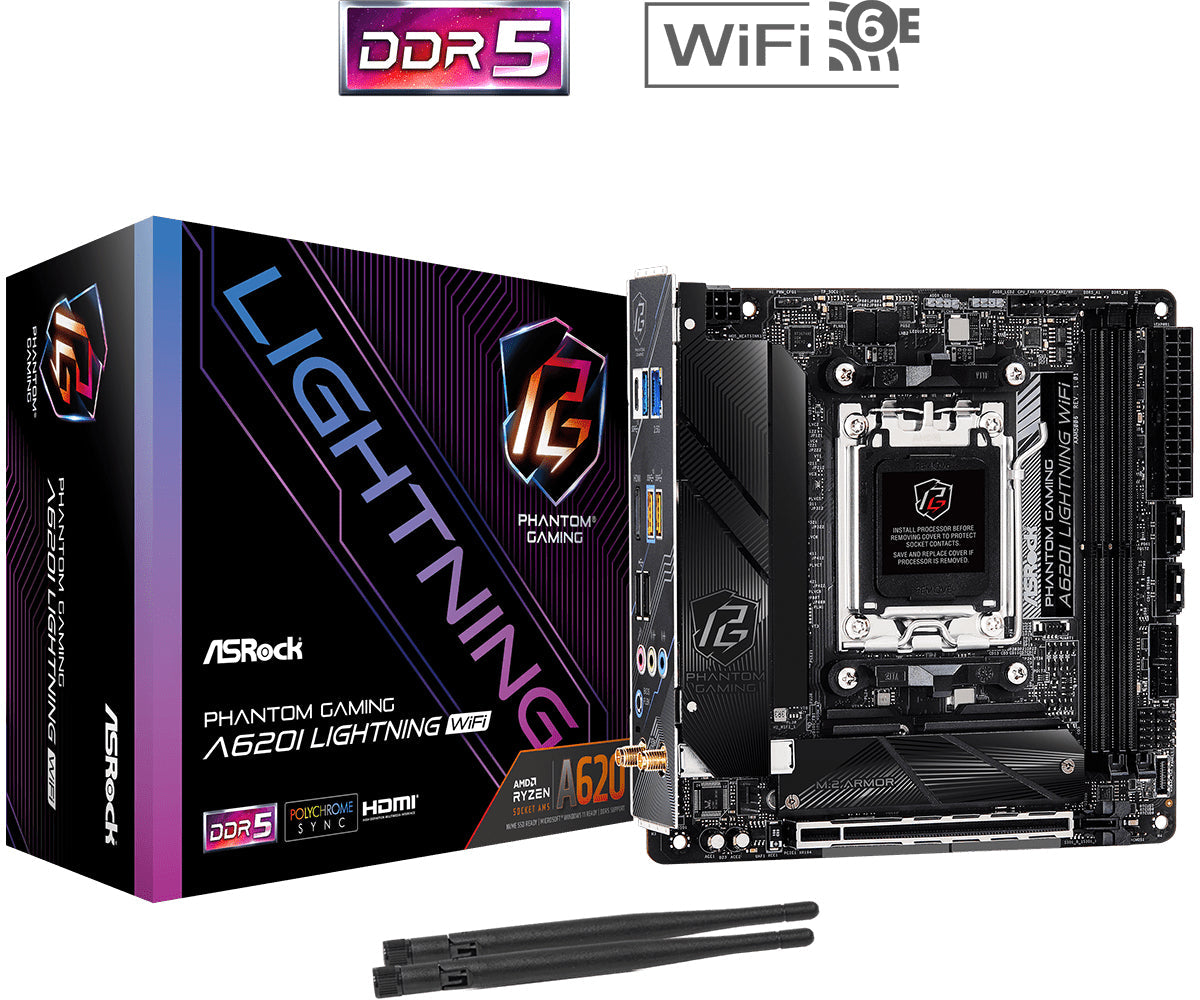 ASRock Phantom Gaming A620I Lightning WiFi Micro-ATX Socket AM5 AMD A620