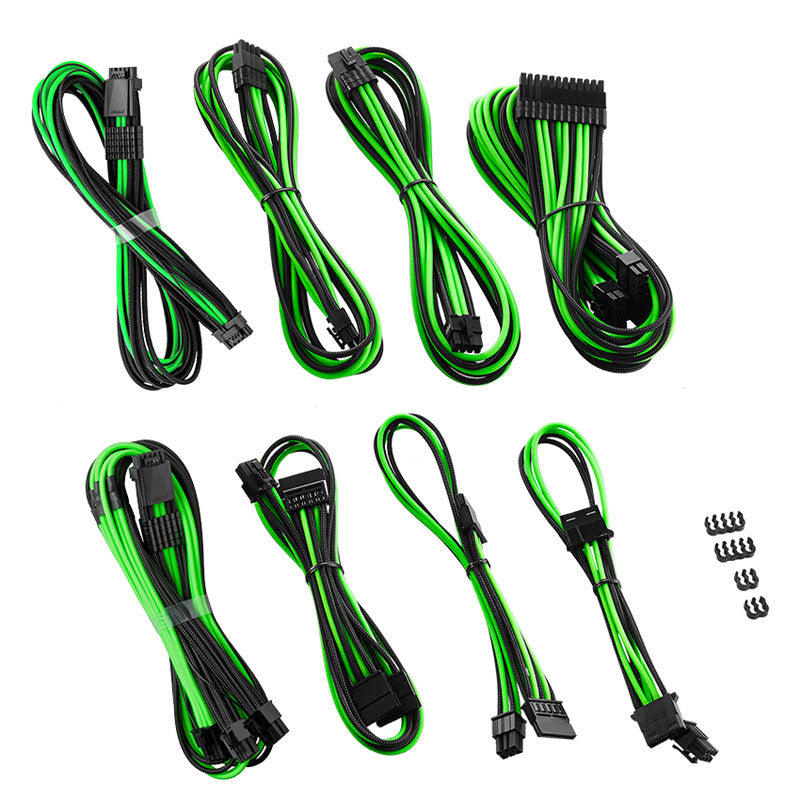 CableMod RT-Series Pro ModMesh 12VHPWR Dual Cable Kit För ASUS/Seasonic - Svart/ljusgrön