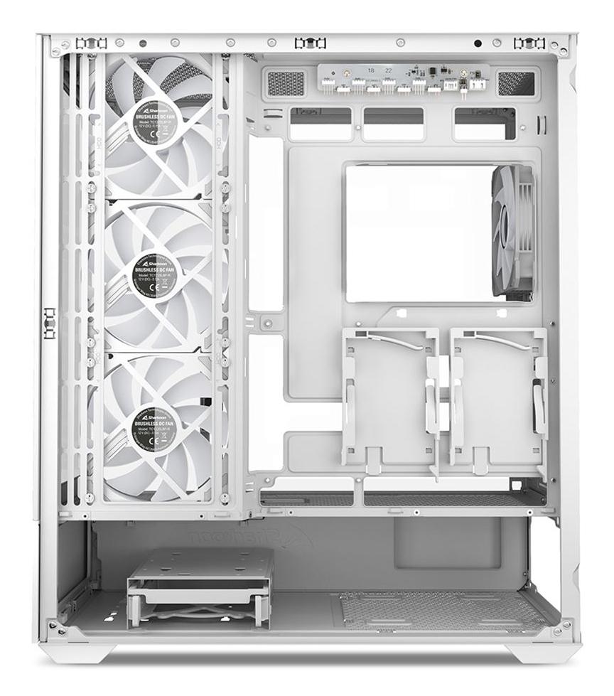 Sharkoon AK6 RGB White Panoramic Dual Tempered Glass 4x 120mm ARGB PWM Fans USB-C BTF ATX Gaming PC Case Sharkoon