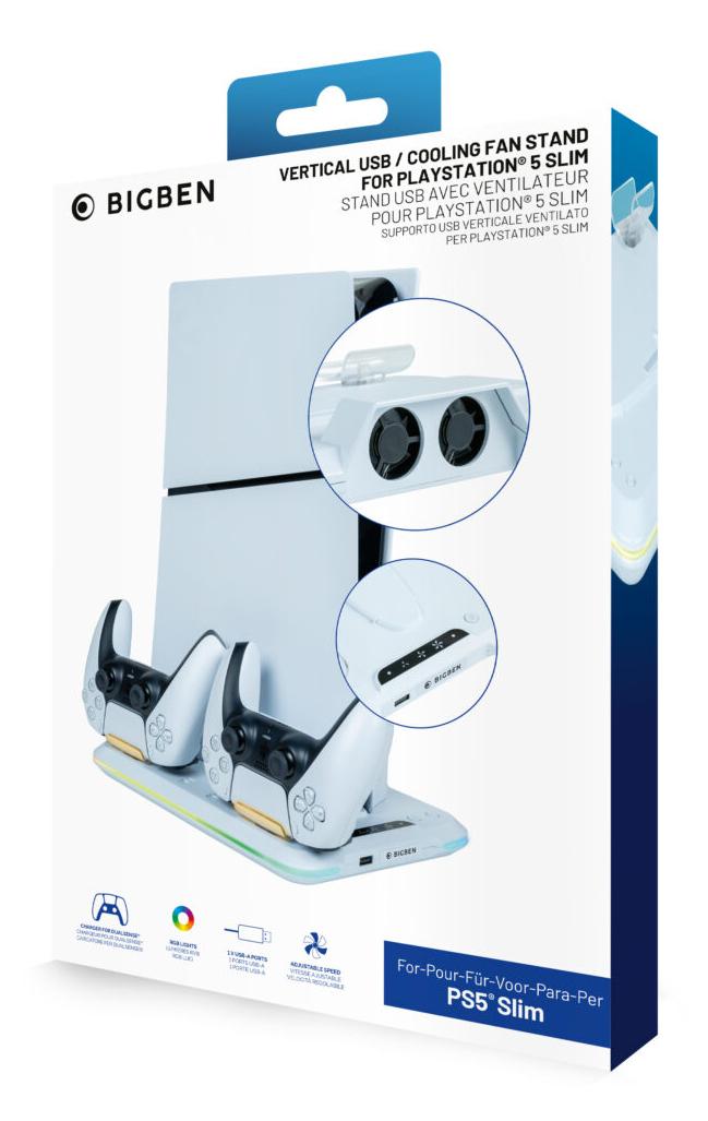 Nacon Laddstation Med Fläkt RGB/USB Hub/fläkt, Vit PS5 Slim