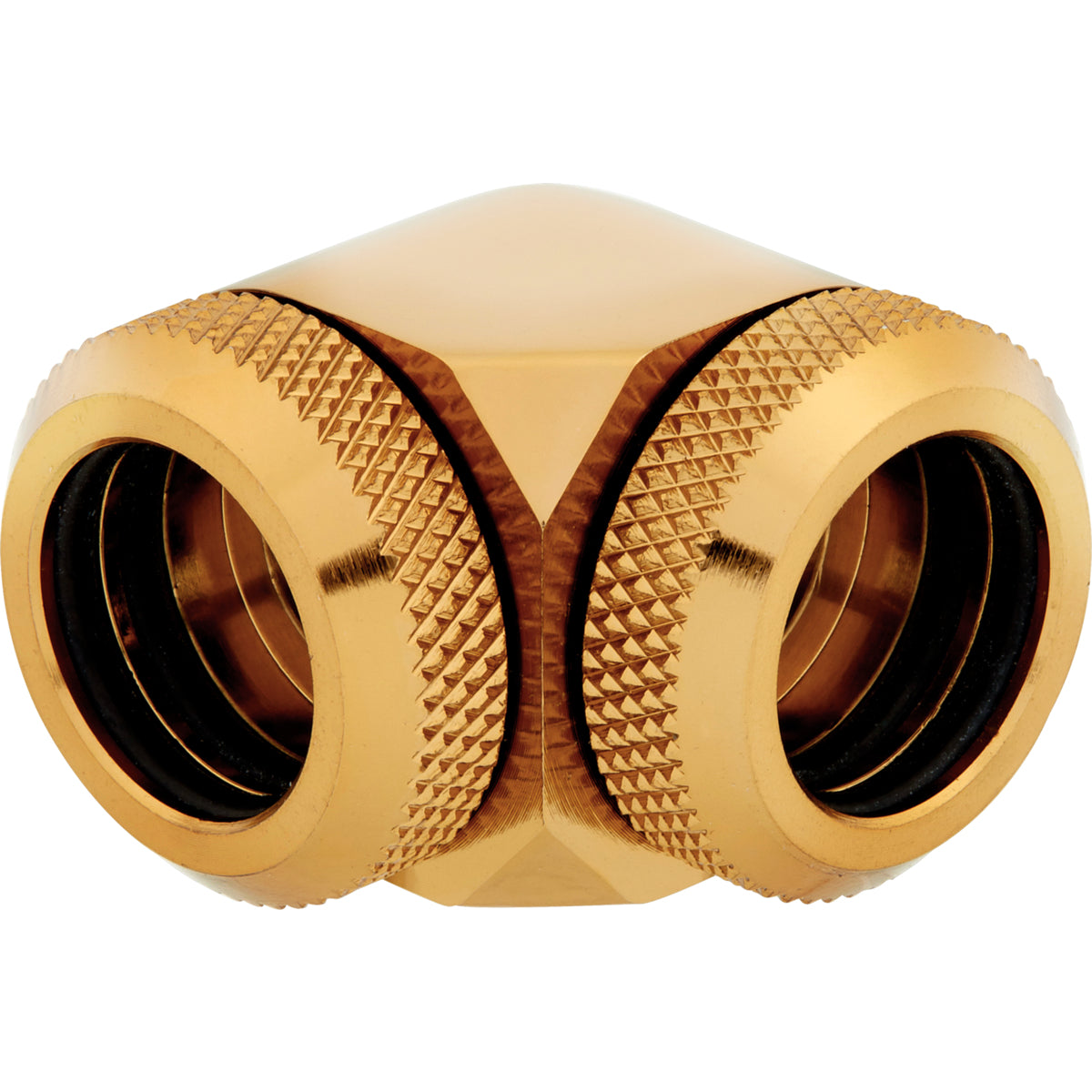 CORSAIR Hydro X Series XF Hardline 90° 14mm ytterdiameter vinklad koppling för vätskekylningssystem 2-pack guld
