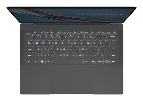 ASUS ExpertBook Ultra B9406CAA-TG1493X – tastatur og arbejdsflade set ovenfra (vinkel 2); layout på billedet er illustrativt