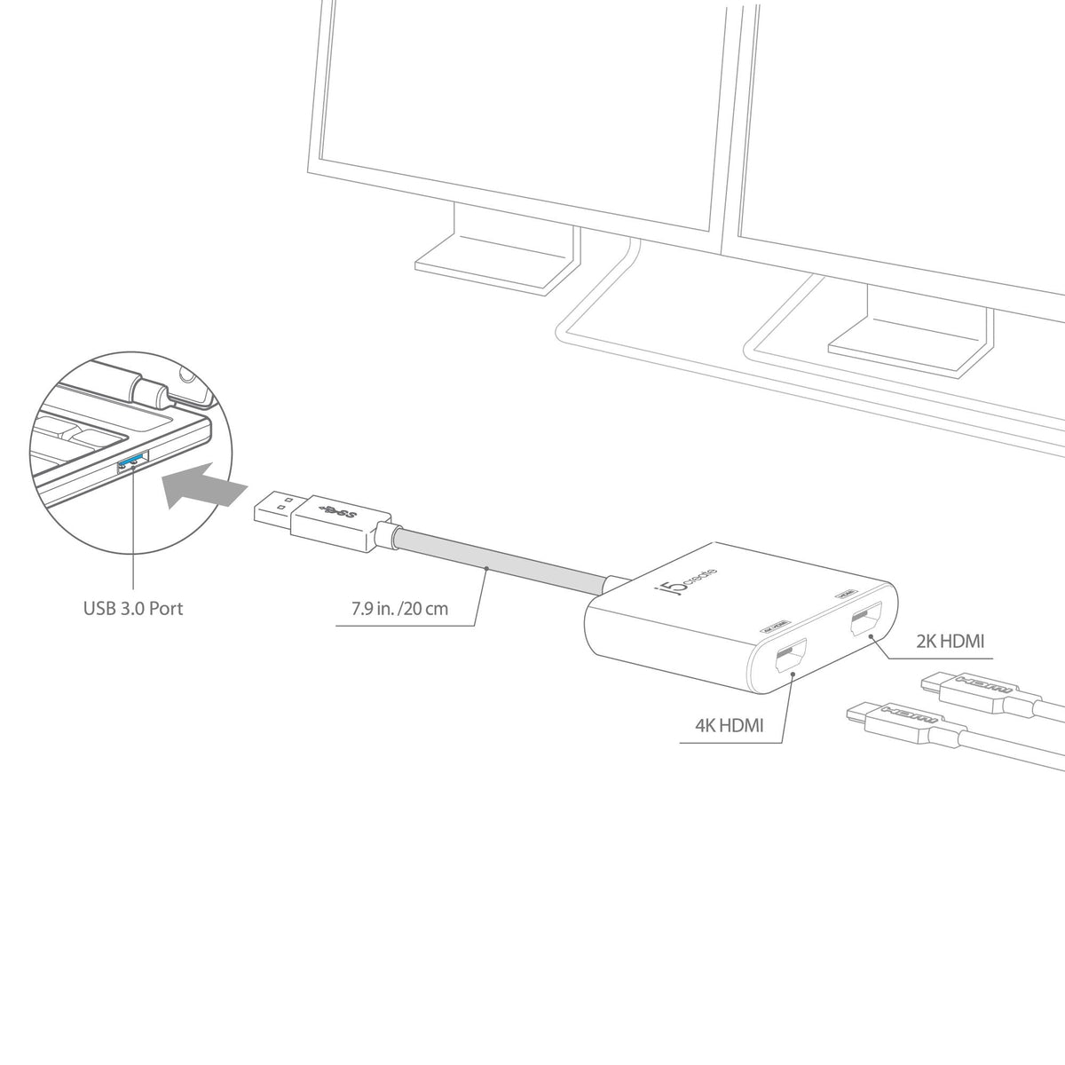 J5 USB 3.0 TO DUAL HDMI MULTI-MONITOR ADAPTER J5