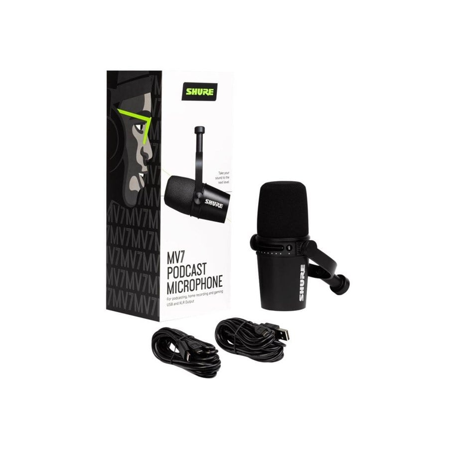 Shure MV7 Mikrofonkabel -47dBFS/Pa Kardioid (enkelriktad) Svart