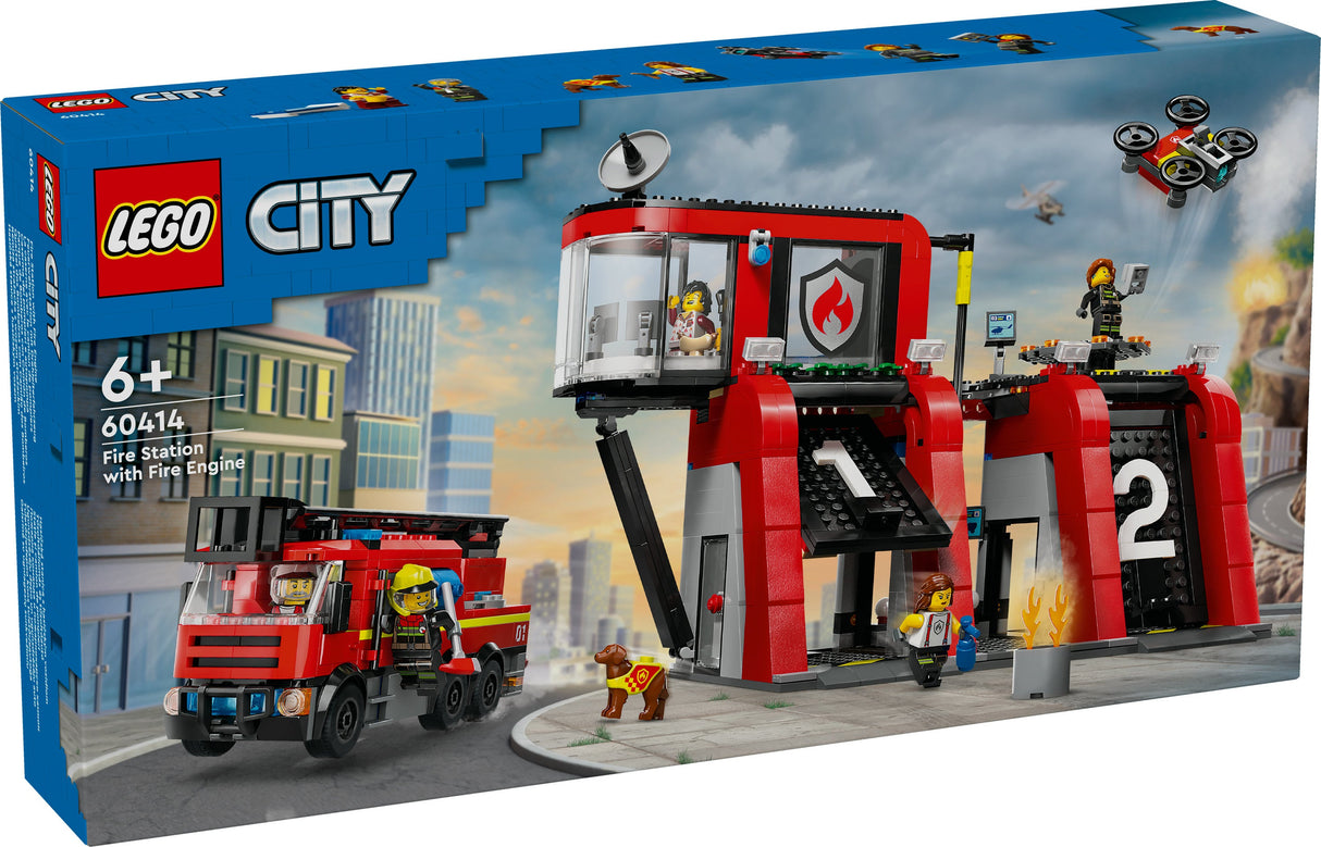 LEGO 60414 City Brandstation Med Skivspelare Stege Fordon, Byggleksaksväska