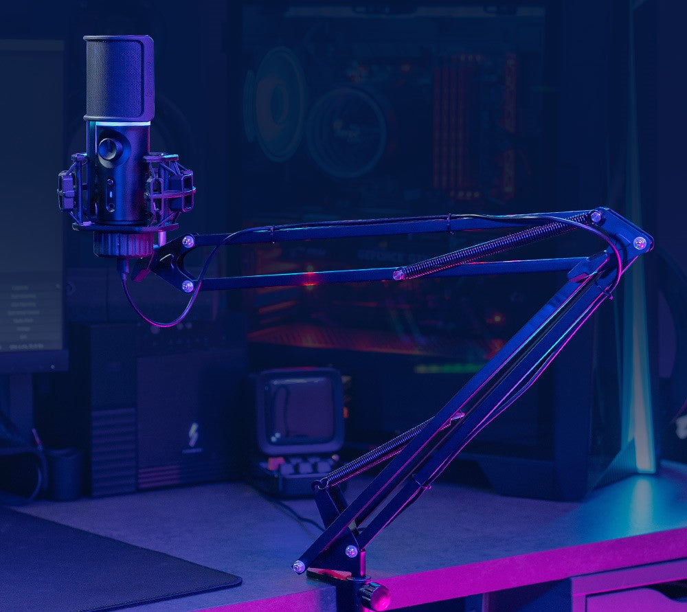 Streamplify MIC RGB-mikrofon Inkl. Mic Arm - Svart
