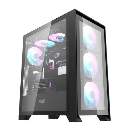 Datorfodral Darkflash DRX70 GLASS + 4 RGB-fläktar (svart)