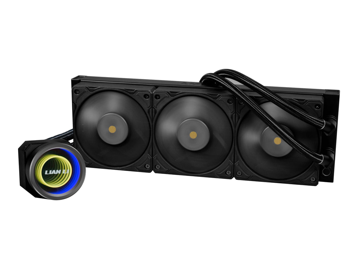 Lian Li Galahad II Trinity Performance 360 Black - 3 Utbytbara Utseenden, RPM-omkopplarkontroll, Dubbelvågsradiatorpassningar, 4200 RPM Pumpmotor