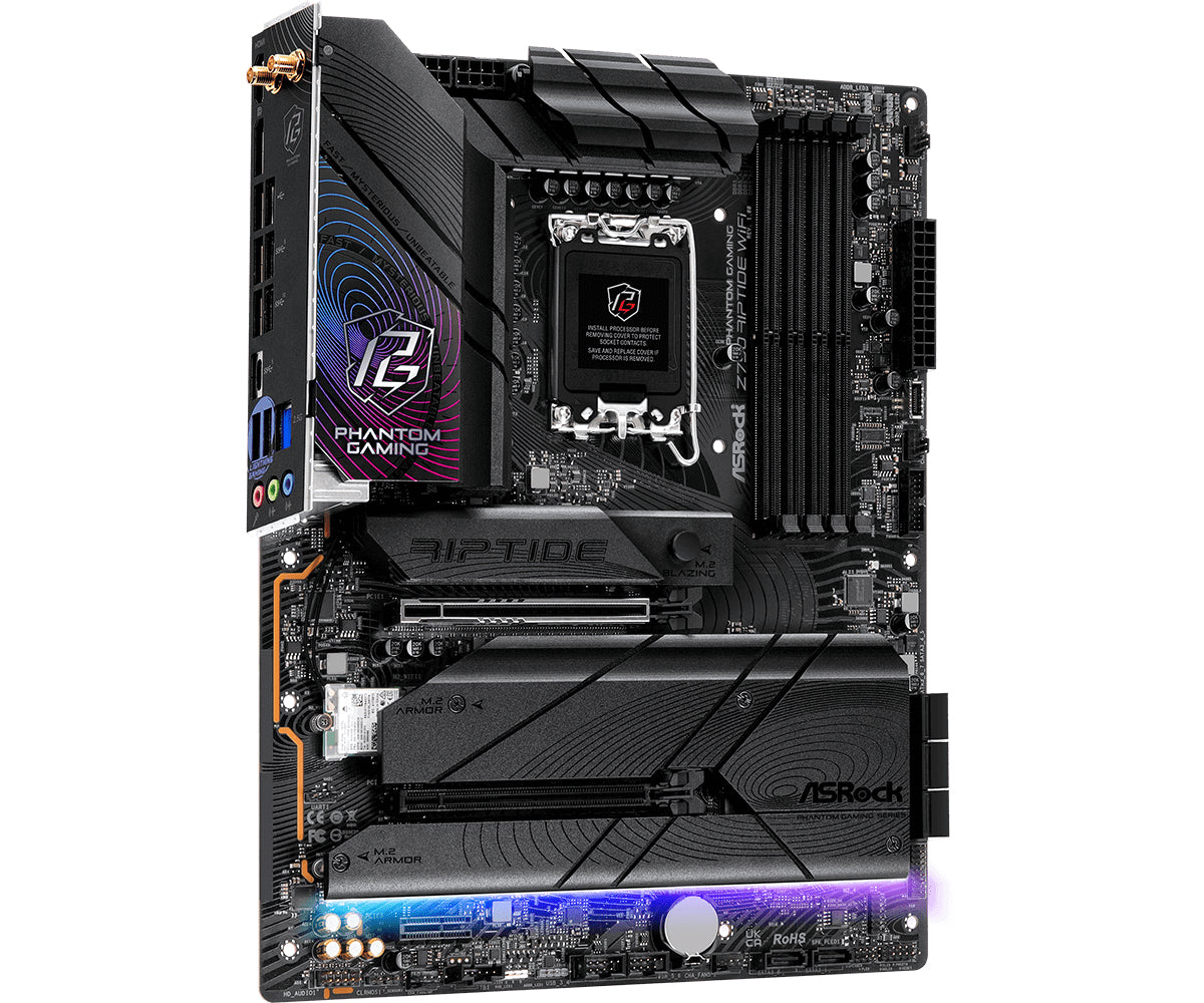 ASRock Z790 RIPTIDE WIFI Moderkort - Intel Z790 - Intel LGA1700-sockel - DDR5 RAM - ATX - Detaljhandel