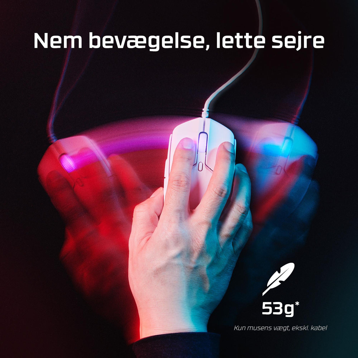 HyperX Pulsefire Haste 2 Optisk Kabel Svart