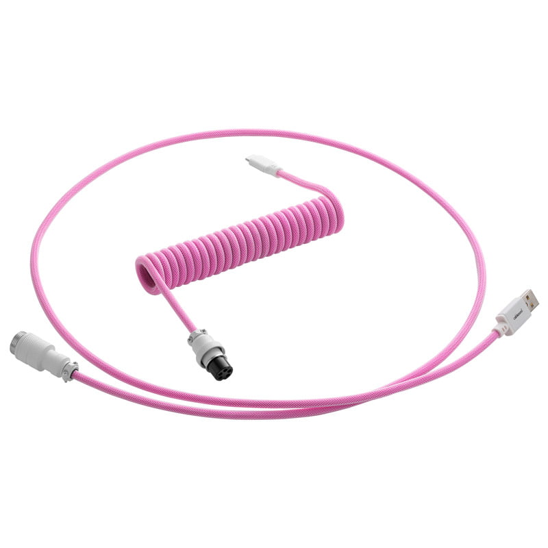CableMod Pro Coiled Keyboard Kabel USB A Till USB Typ C, Strawberry Cream - 150cm